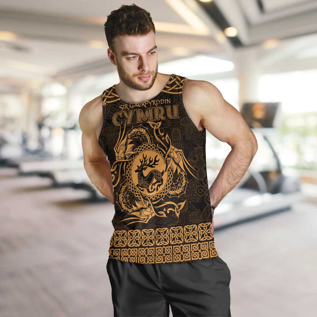 Personalized Carmarthenshire Sir Gaerfyrddin Men Tank Top Gold Deer Stag Celtic-inspired - Wonder Print Shop