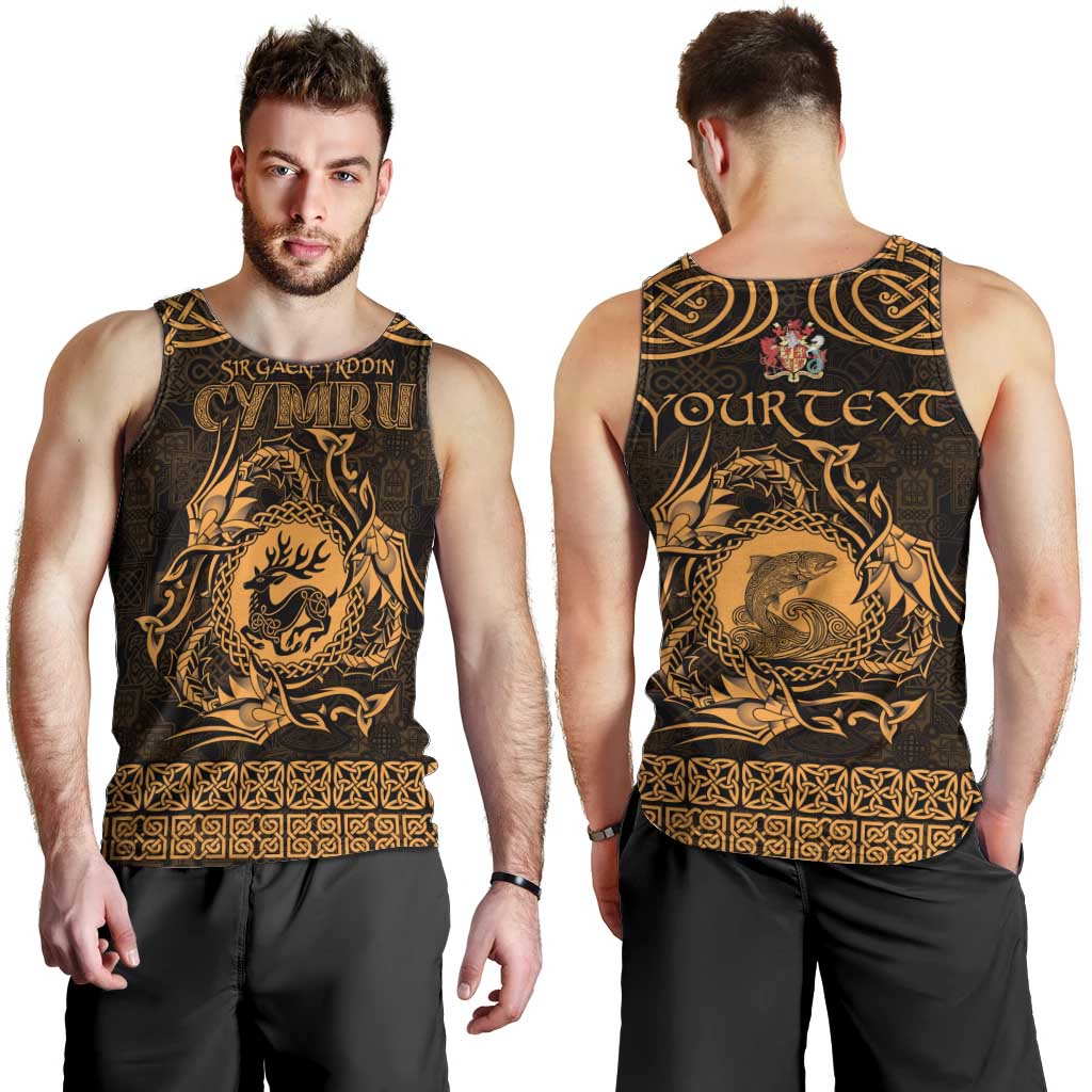 Personalized Carmarthenshire Sir Gaerfyrddin Men Tank Top Gold Deer Stag Celtic-inspired - Wonder Print Shop