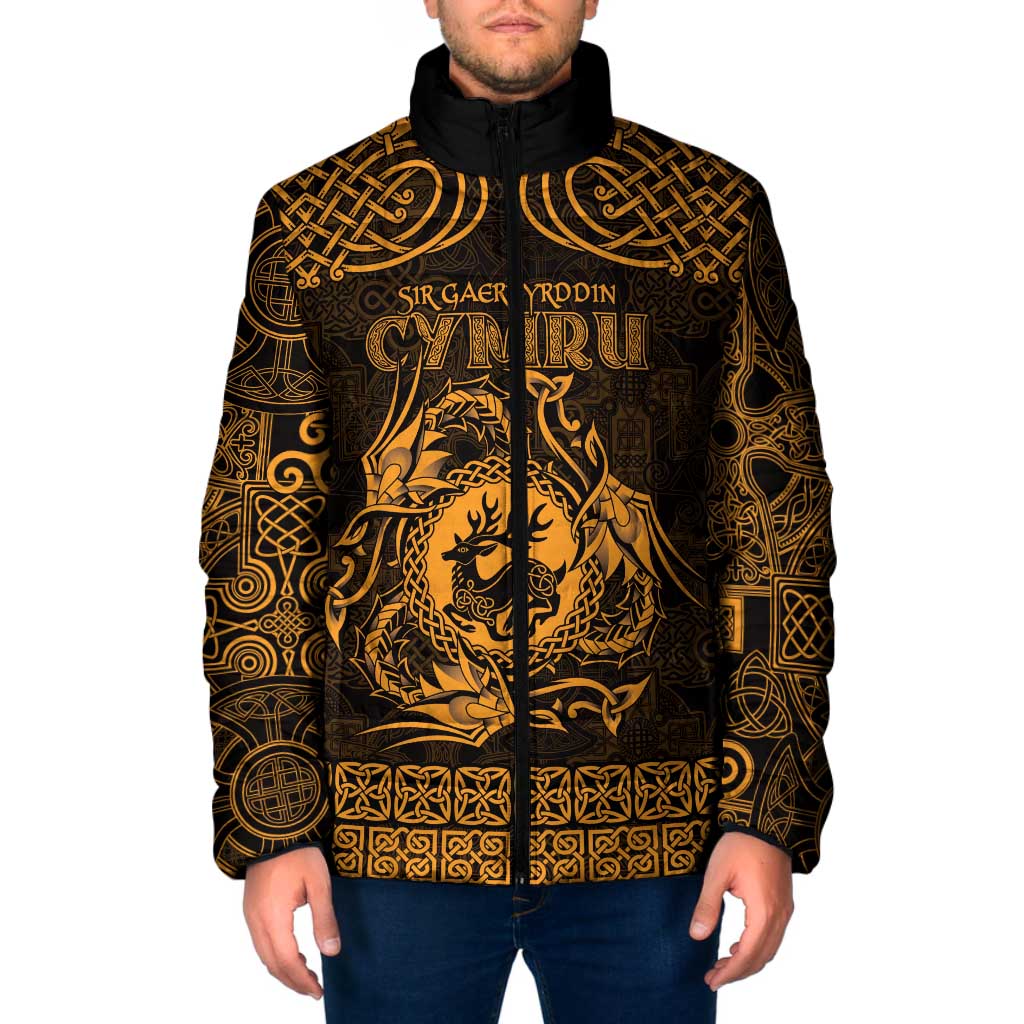 Personalized Carmarthenshire Sir Gaerfyrddin Padded Jacket Gold Deer Stag Celtic-inspired - Wonder Print Shop