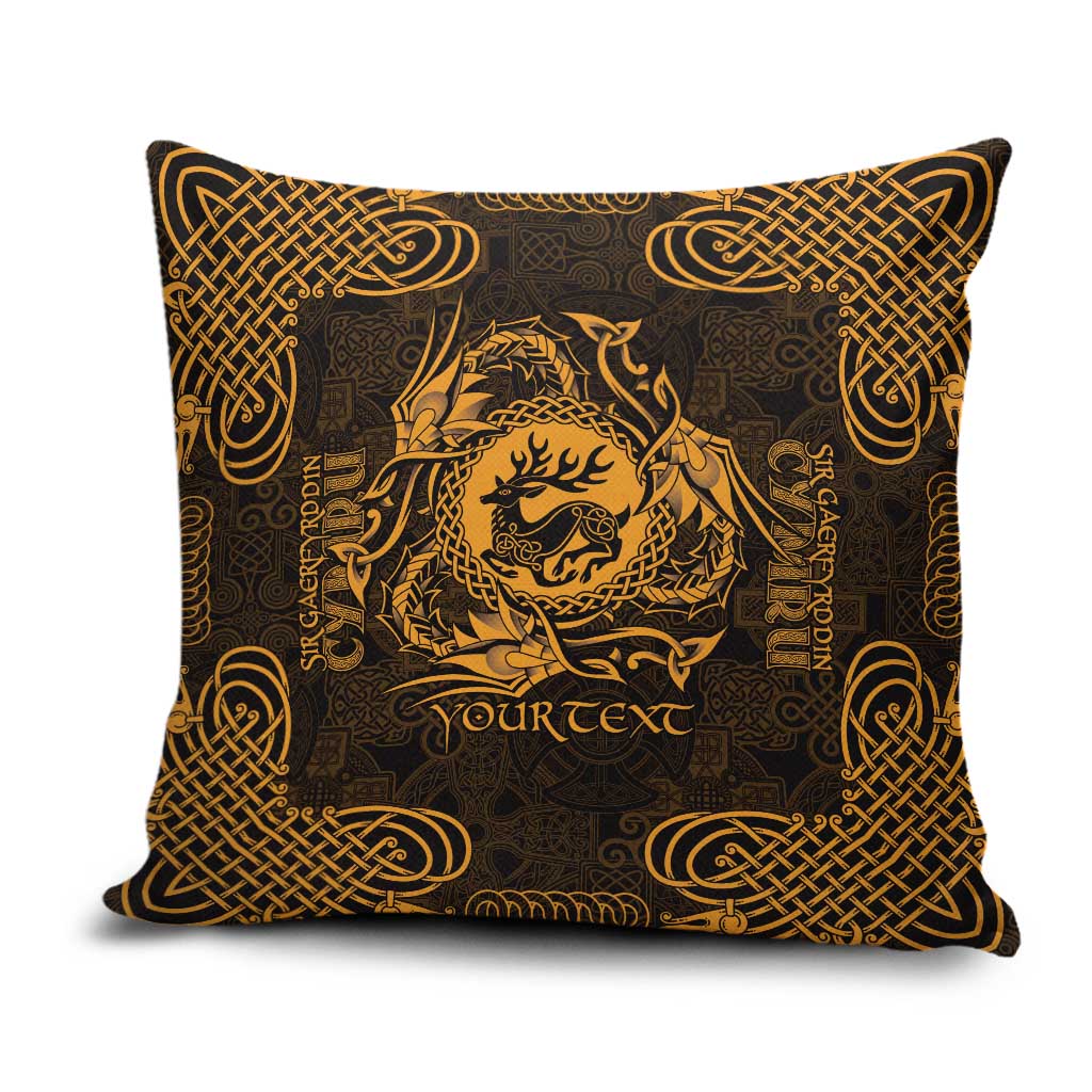Personalized Carmarthenshire Sir Gaerfyrddin Pillow Cover Gold Deer Stag Celtic-inspired - Wonder Print Shop