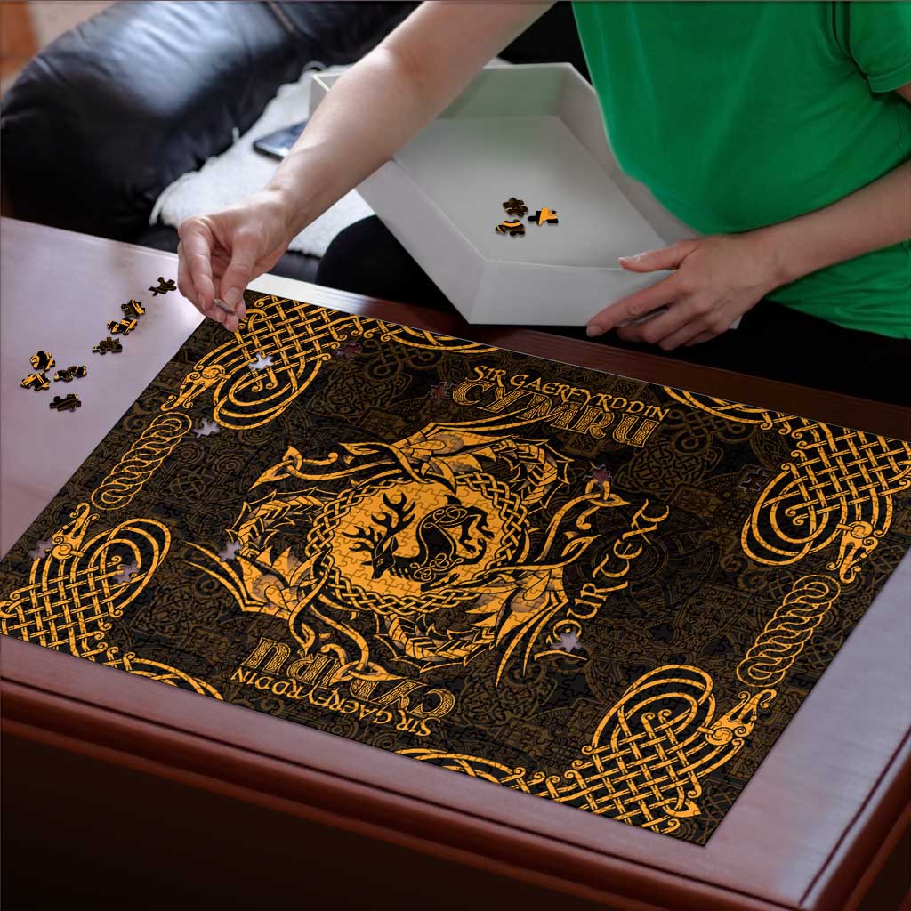 Personalized Carmarthenshire Sir Gaerfyrddin Puzzle Gold Deer Stag Celtic-inspired - Wonder Print Shop