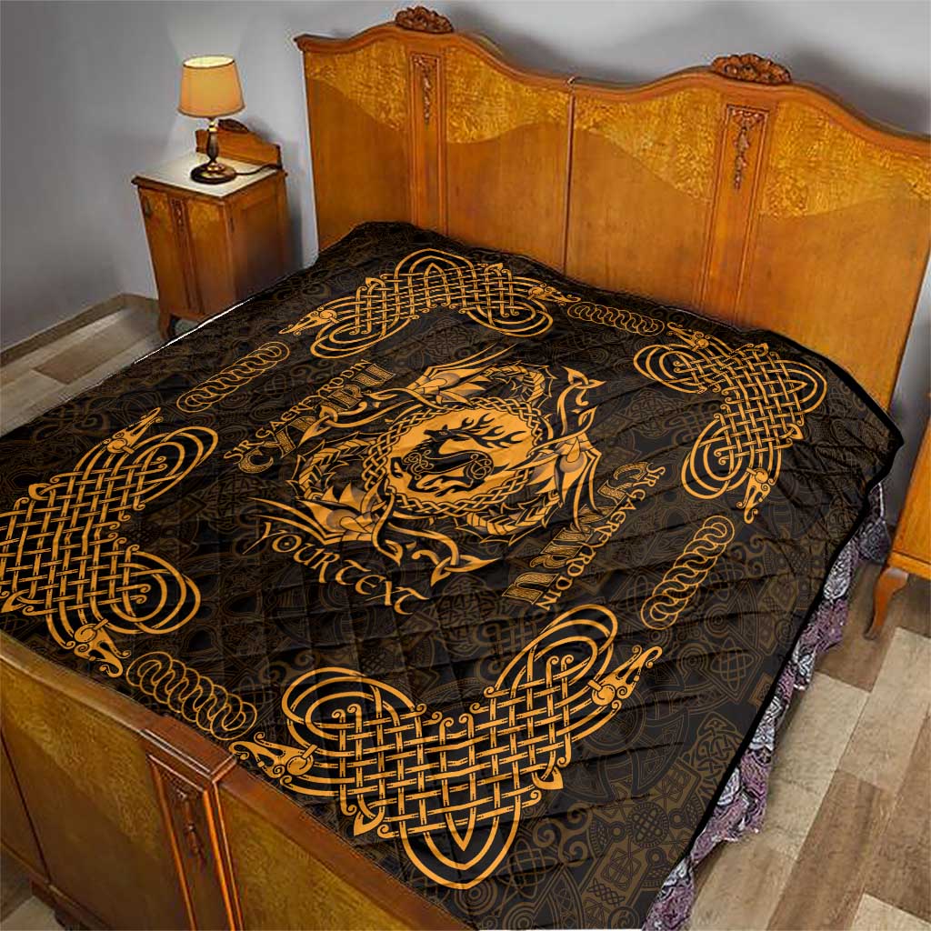 Personalized Carmarthenshire Sir Gaerfyrddin Quilt Gold Deer Stag Celtic-inspired - Wonder Print Shop