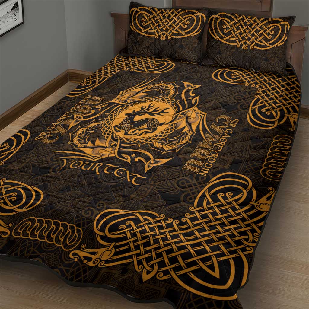 Personalized Carmarthenshire Sir Gaerfyrddin Quilt Bed Set Gold Deer Stag Celtic-inspired - Wonder Print Shop