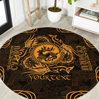 Personalized Carmarthenshire Sir Gaerfyrddin Round Carpet Gold Deer Stag Celtic-inspired - Wonder Print Shop