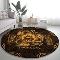 Personalized Carmarthenshire Sir Gaerfyrddin Round Carpet Gold Deer Stag Celtic-inspired - Wonder Print Shop