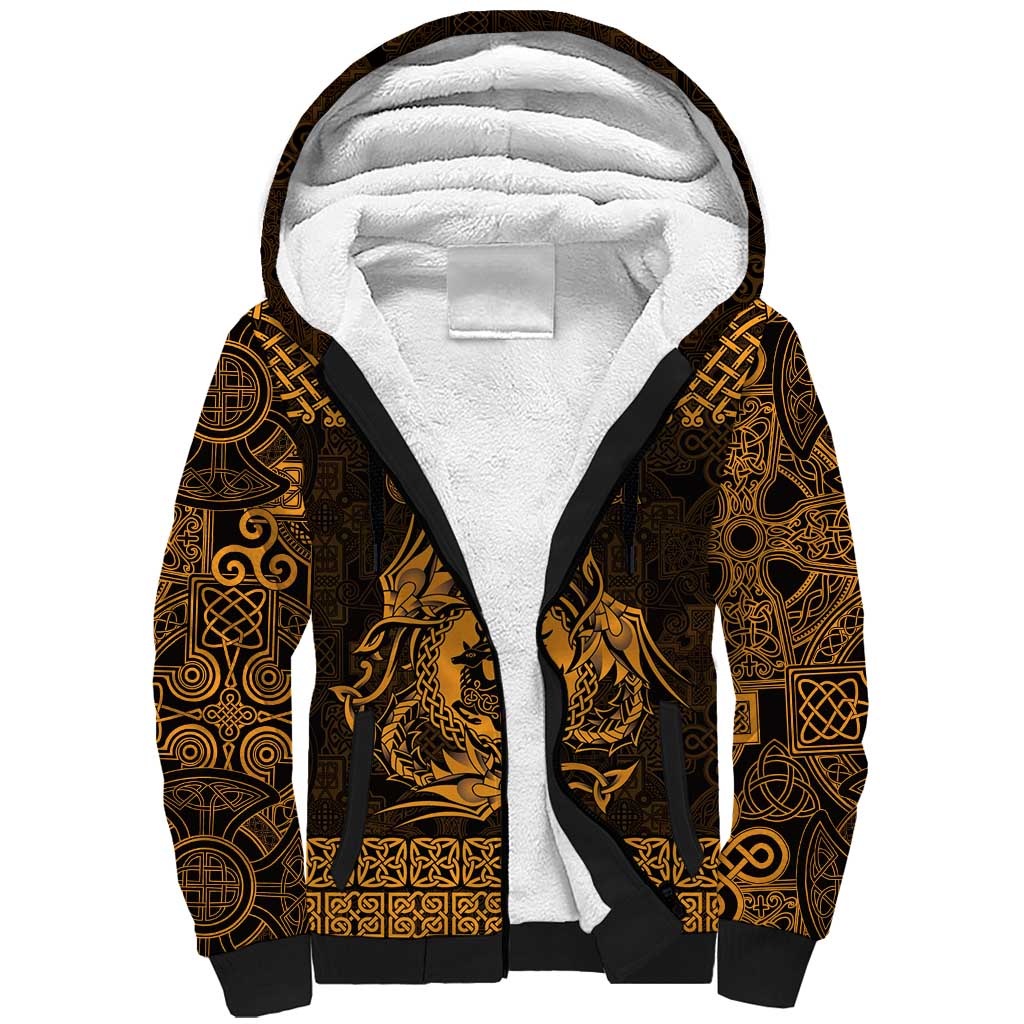 Personalized Carmarthenshire Sir Gaerfyrddin Sherpa Hoodie Gold Deer Stag Celtic-inspired - Wonder Print Shop