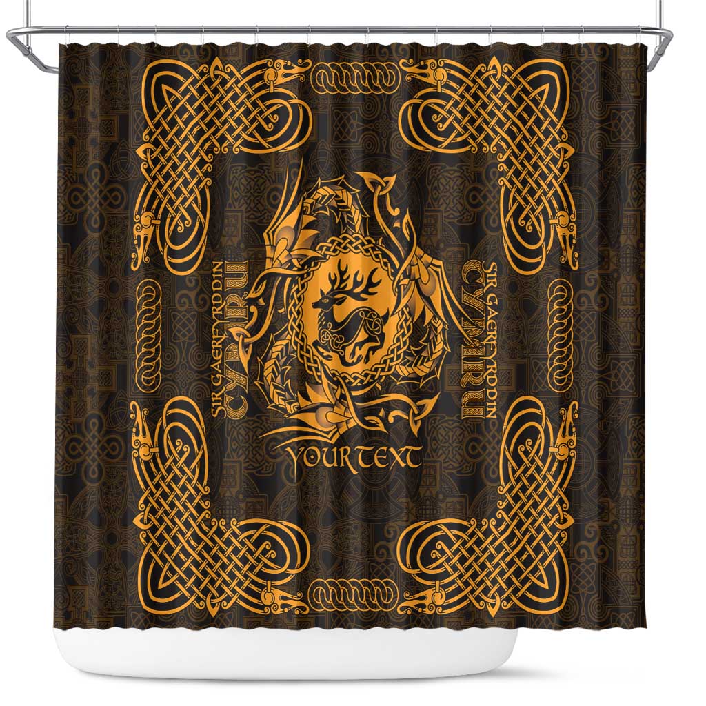 Personalized Carmarthenshire Sir Gaerfyrddin Shower Curtain Gold Deer Stag Celtic-inspired - Wonder Print Shop