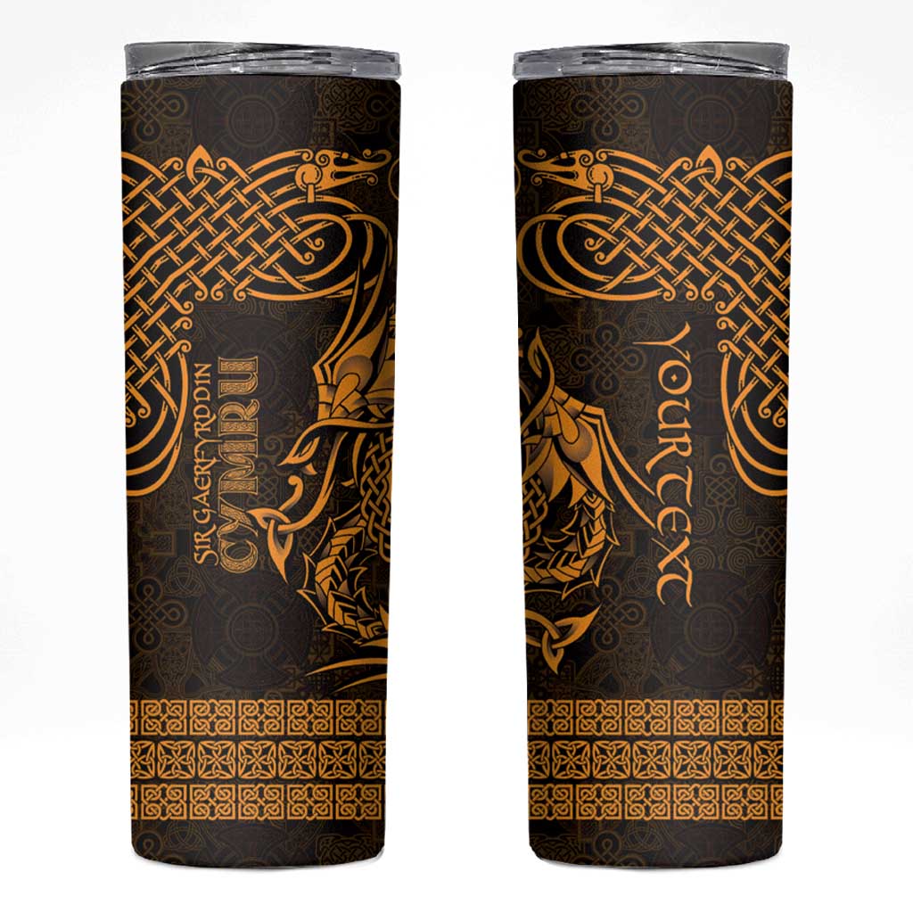 Personalized Carmarthenshire Sir Gaerfyrddin Skinny Tumbler Gold Deer Stag Celtic-inspired - Wonder Print Shop