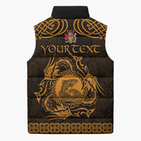 Personalized Carmarthenshire Sir Gaerfyrddin Sleeveless Puffer Jacket Gold Deer Stag Celtic-inspired - Wonder Print Shop