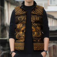 Personalized Carmarthenshire Sir Gaerfyrddin Sleeveless Puffer Jacket Gold Deer Stag Celtic-inspired - Wonder Print Shop