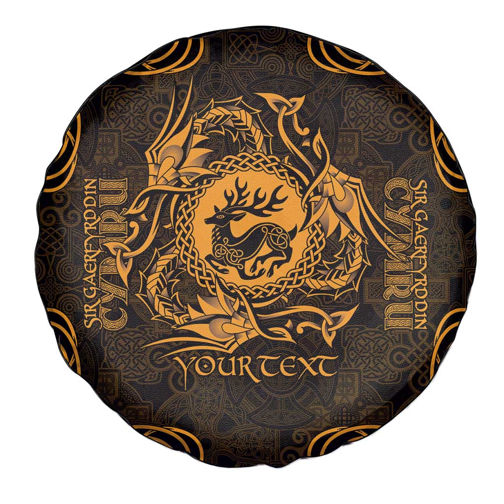 Personalized Carmarthenshire Sir Gaerfyrddin Spare Tire Cover Gold Deer Stag Celtic-inspired - Wonder Print Shop