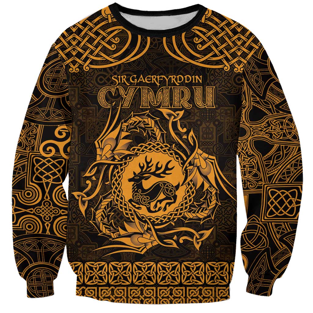 Personalized Carmarthenshire Sir Gaerfyrddin Sweatshirt Gold Deer Stag Celtic-inspired - Wonder Print Shop