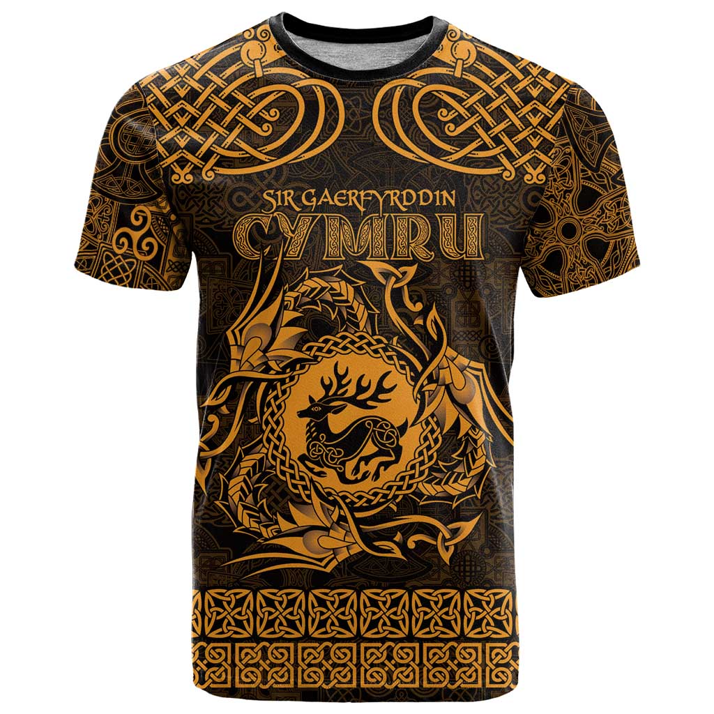 Personalized Carmarthenshire Sir Gaerfyrddin T Shirt Gold Deer Stag Celtic-inspired - Wonder Print Shop