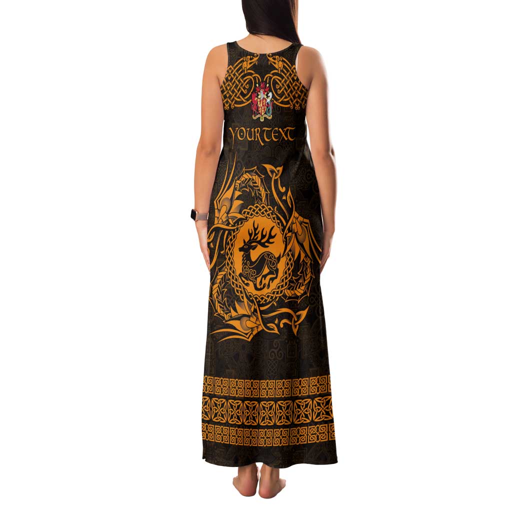Personalized Carmarthenshire Sir Gaerfyrddin Tank Maxi Dress Gold Deer Stag Celtic-inspired - Wonder Print Shop