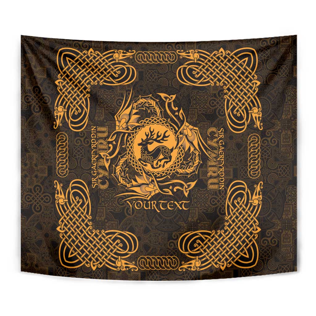 Personalized Carmarthenshire Sir Gaerfyrddin Tapestry Gold Deer Stag Celtic-inspired - Wonder Print Shop