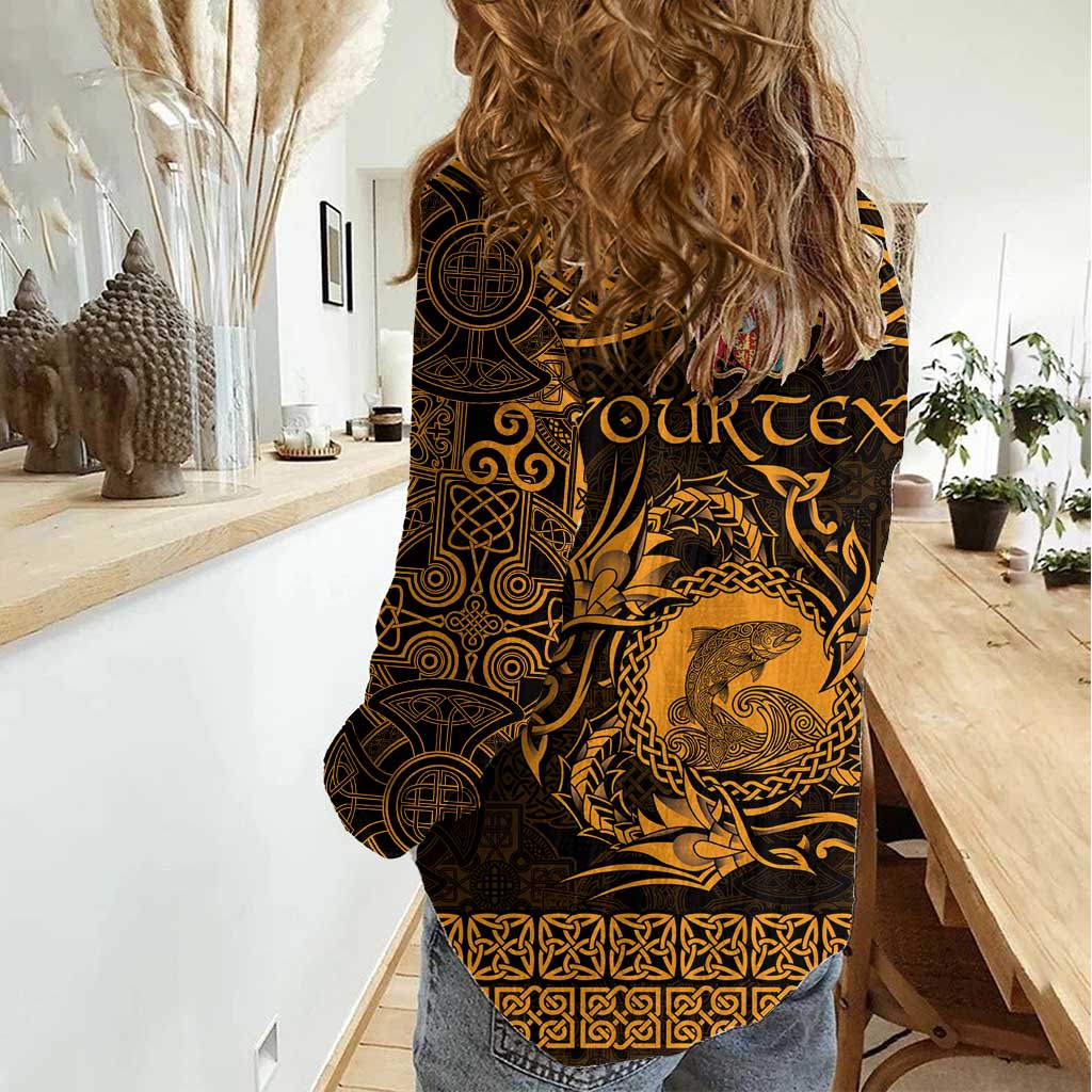 Personalized Carmarthenshire Sir Gaerfyrddin Women Casual Shirt Gold Deer Stag Celtic-inspired - Wonder Print Shop