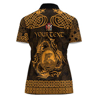 Personalized Carmarthenshire Sir Gaerfyrddin Women Polo Shirt Gold Deer Stag Celtic-inspired - Wonder Print Shop