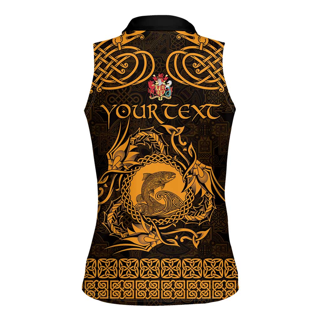 Personalized Carmarthenshire Sir Gaerfyrddin Women Sleeveless Polo Shirt Gold Deer Stag Celtic-inspired - Wonder Print Shop