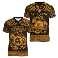 Personalized Carmarthenshire Sir Gaerfyrddin Women V-Neck T-Shirt Gold Deer Stag Celtic-inspired - Wonder Print Shop