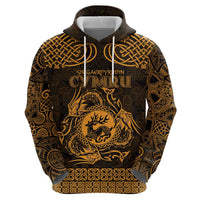 Personalized Carmarthenshire Sir Gaerfyrddin Zip Hoodie Gold Deer Stag Celtic-inspired - Wonder Print Shop