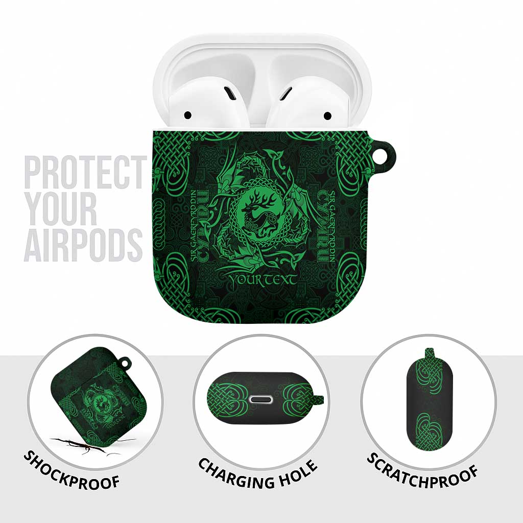 Personalized Carmarthenshire Sir Gaerfyrddin AirPods Case Green Deer Stag Celtic-inspired - Wonder Print Shop