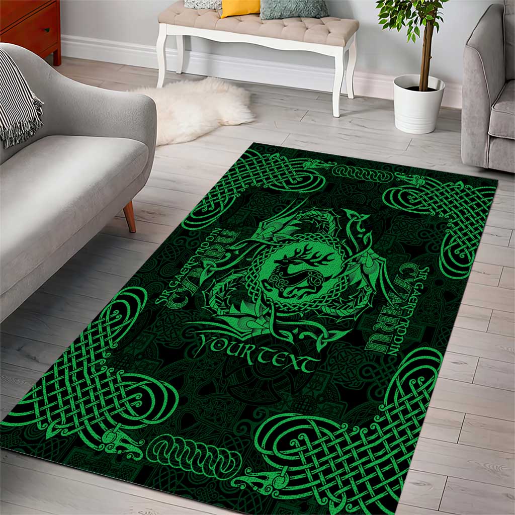 Personalized Carmarthenshire Sir Gaerfyrddin Area Rug Green Deer Stag Celtic-inspired - Wonder Print Shop
