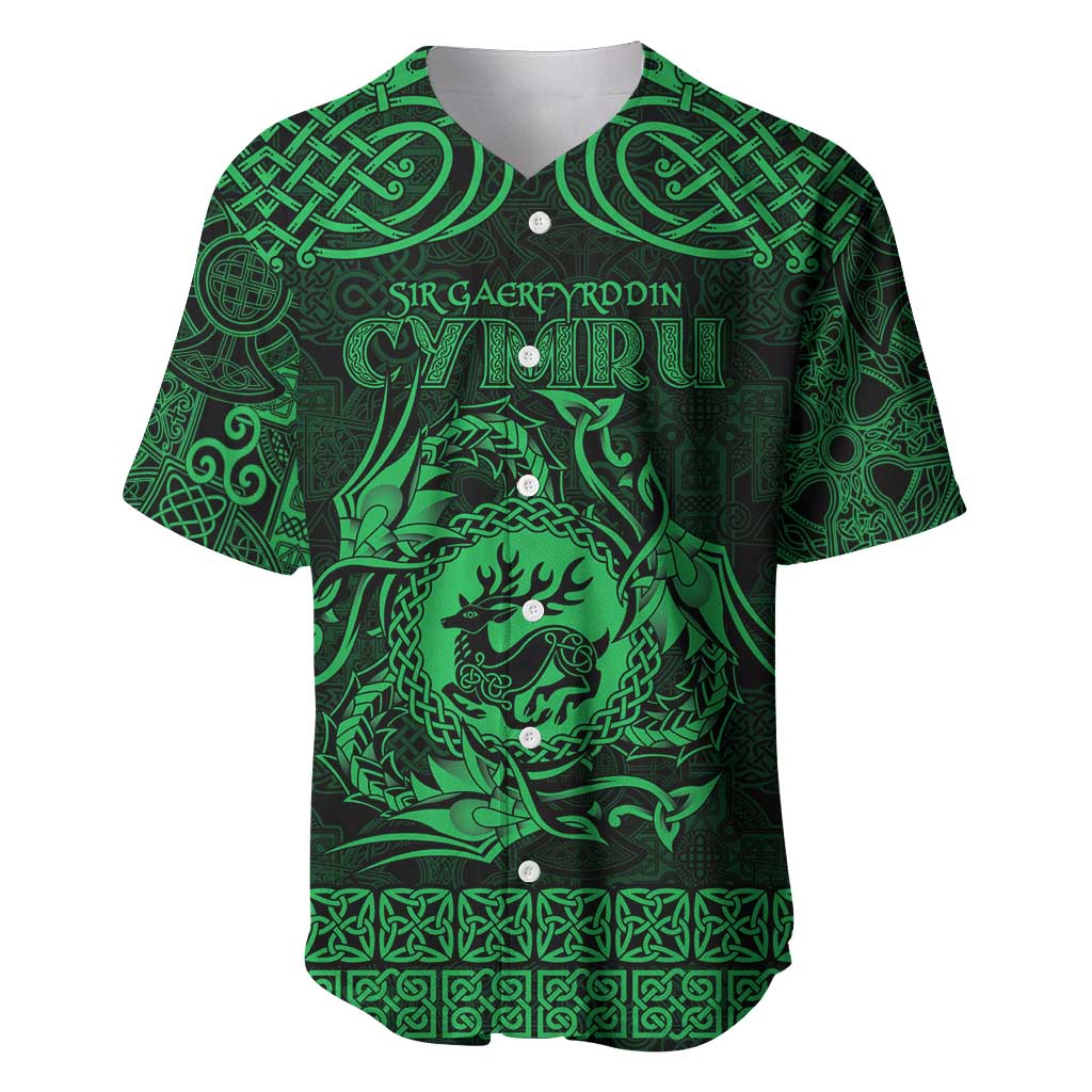 Personalized Carmarthenshire Sir Gaerfyrddin Baseball Jersey Green Deer Stag Celtic-inspired - Wonder Print Shop