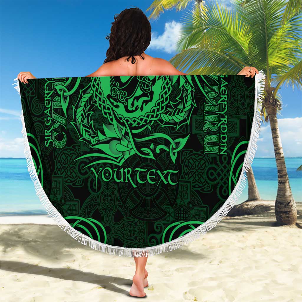 Personalized Carmarthenshire Sir Gaerfyrddin Beach Blanket Green Deer Stag Celtic-inspired - Wonder Print Shop