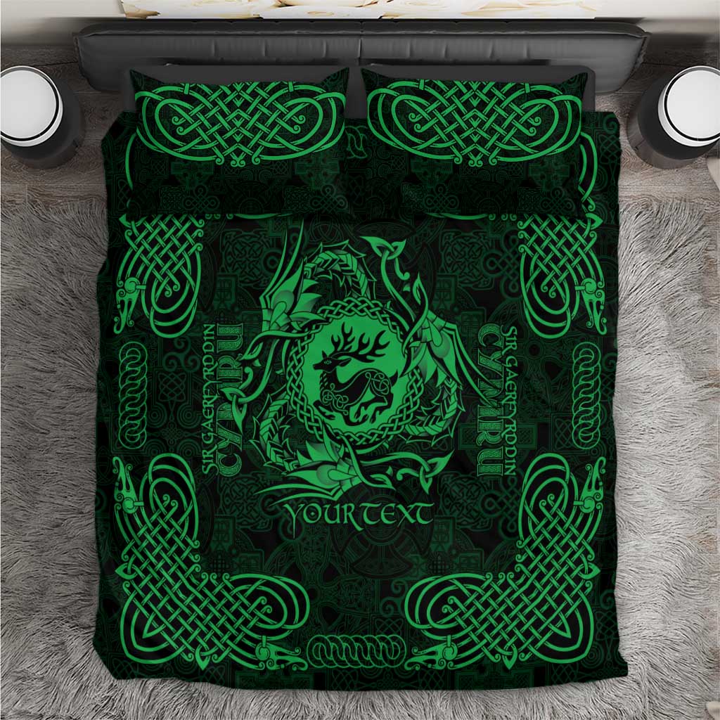 Personalized Carmarthenshire Sir Gaerfyrddin Bedding Set Green Deer Stag Celtic-inspired - Wonder Print Shop