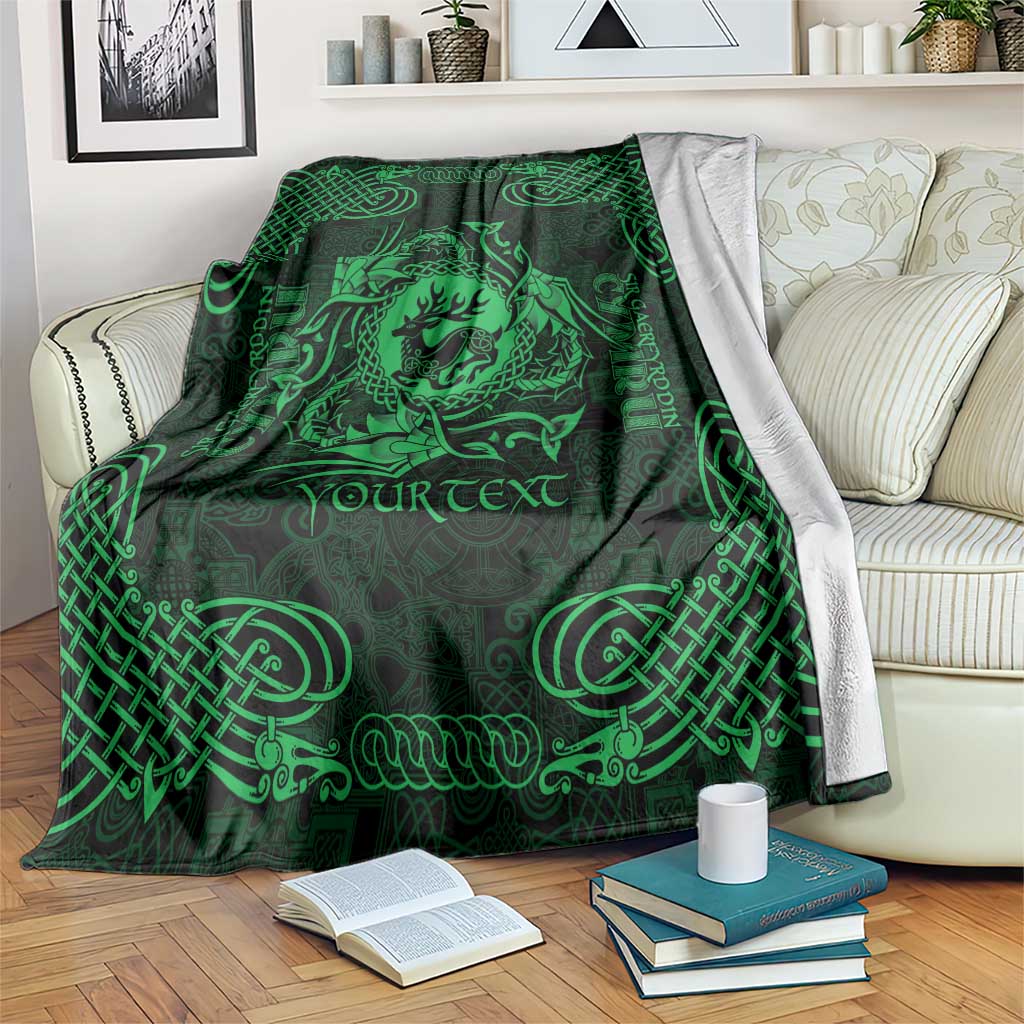 Personalized Carmarthenshire Sir Gaerfyrddin Blanket Green Deer Stag Celtic-inspired - Wonder Print Shop