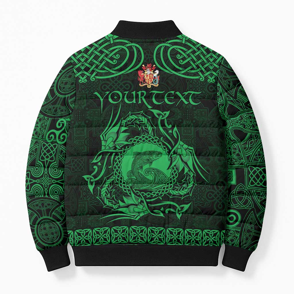 Personalized Carmarthenshire Sir Gaerfyrddin Bomber Puffer Jacket Green Deer Stag Celtic-inspired - Wonder Print Shop