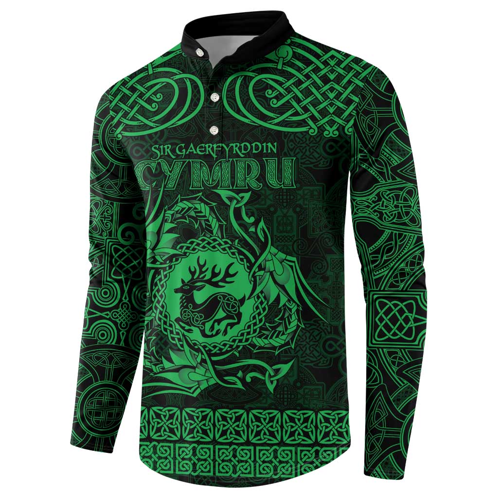 Personalized Carmarthenshire Sir Gaerfyrddin Button Sweatshirt Green Deer Stag Celtic-inspired - Wonder Print Shop