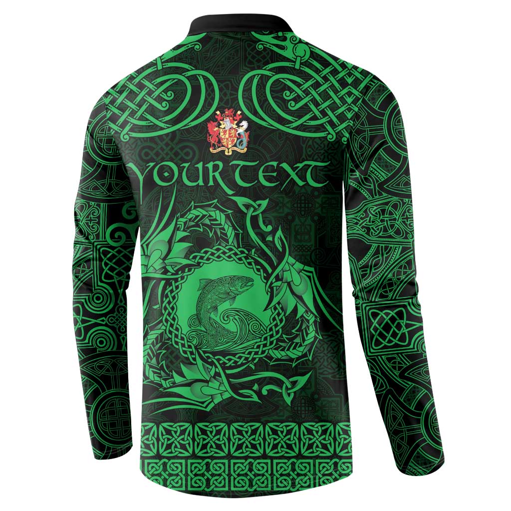 Personalized Carmarthenshire Sir Gaerfyrddin Button Sweatshirt Green Deer Stag Celtic-inspired - Wonder Print Shop