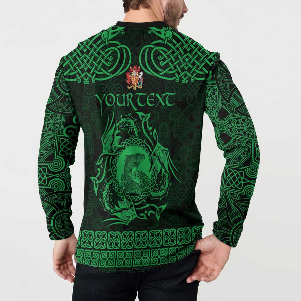 Personalized Carmarthenshire Sir Gaerfyrddin Button Sweatshirt Green Deer Stag Celtic-inspired - Wonder Print Shop