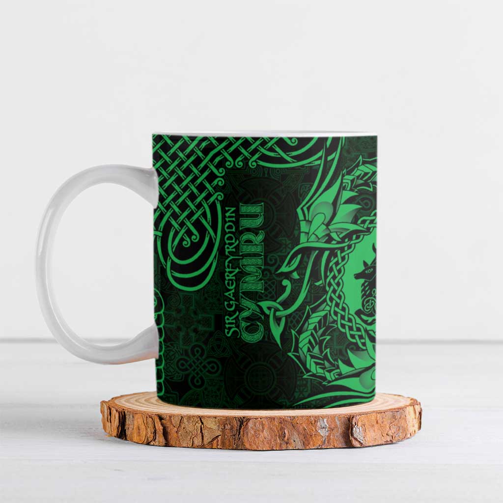 Personalized Carmarthenshire Sir Gaerfyrddin Ceramic Mug Green Deer Stag Celtic-inspired - Wonder Print Shop