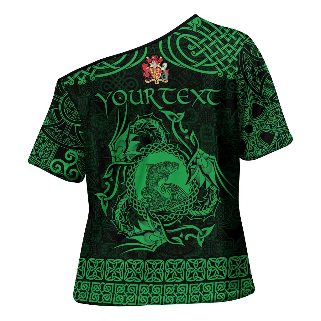 Personalized Carmarthenshire Sir Gaerfyrddin Cross Shoulder Shirt Green Deer Stag Celtic-inspired - Wonder Print Shop