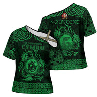 Personalized Carmarthenshire Sir Gaerfyrddin Cross Shoulder Shirt Green Deer Stag Celtic-inspired - Wonder Print Shop