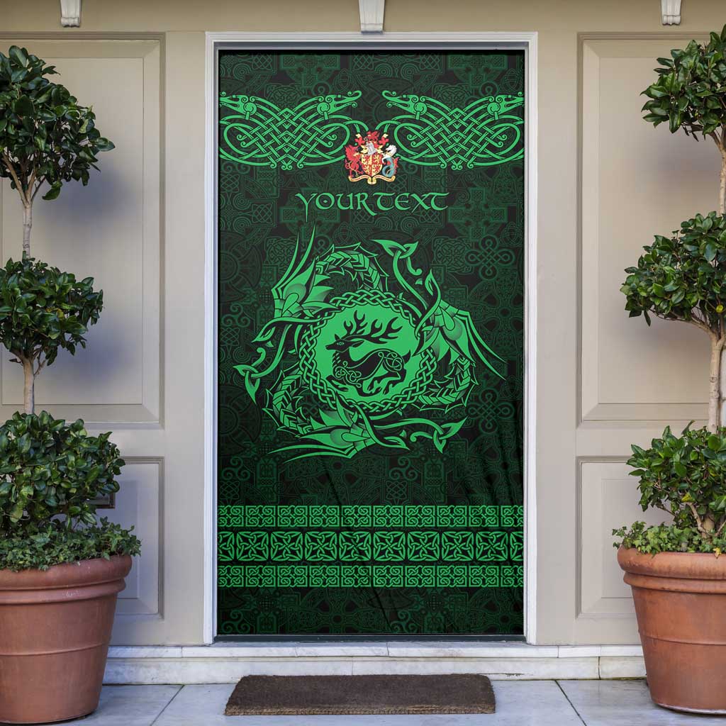 Personalized Carmarthenshire Sir Gaerfyrddin Door Cover Green Deer Stag Celtic-inspired - Wonder Print Shop
