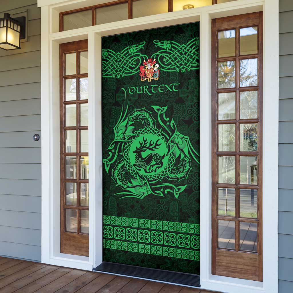 Personalized Carmarthenshire Sir Gaerfyrddin Door Cover Green Deer Stag Celtic-inspired - Wonder Print Shop