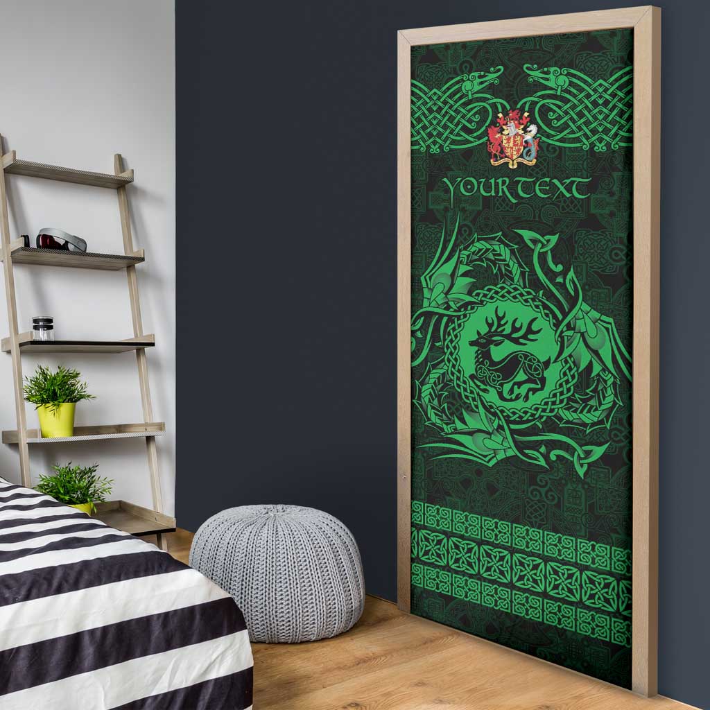 Personalized Carmarthenshire Sir Gaerfyrddin Door Cover Green Deer Stag Celtic-inspired - Wonder Print Shop