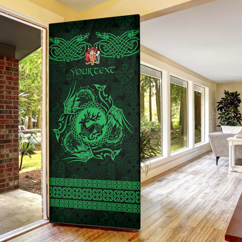 Personalized Carmarthenshire Sir Gaerfyrddin Door Cover Green Deer Stag Celtic-inspired - Wonder Print Shop