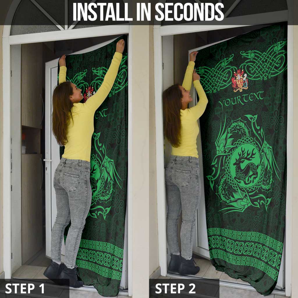 Personalized Carmarthenshire Sir Gaerfyrddin Door Cover Green Deer Stag Celtic-inspired - Wonder Print Shop