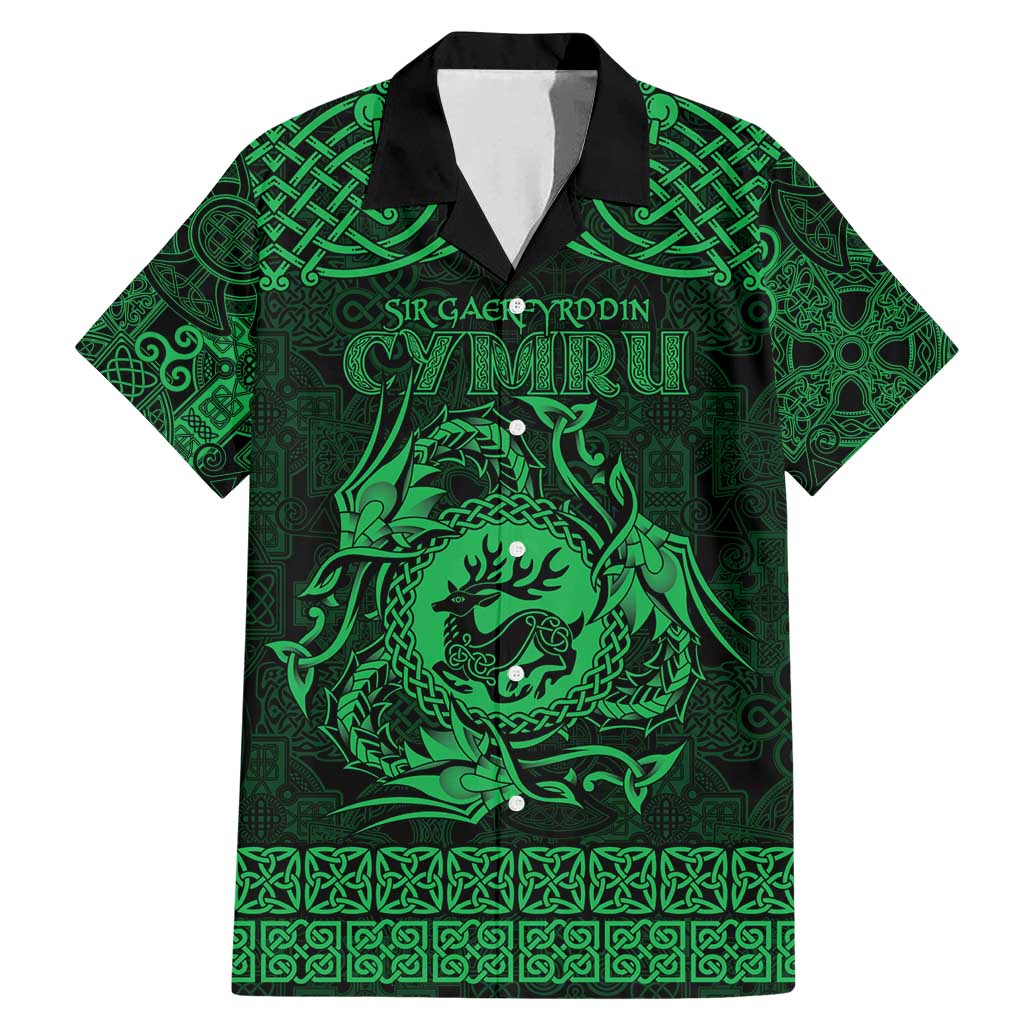 Personalized Carmarthenshire Sir Gaerfyrddin Family Matching Mermaid Dress and Hawaiian Shirt Green Deer Stag Celtic-inspired - Wonder Print Shop
