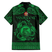 Personalized Carmarthenshire Sir Gaerfyrddin Family Matching Off The Shoulder Long Sleeve Dress and Hawaiian Shirt Green Deer Stag Celtic-inspired - Wonder Print Shop