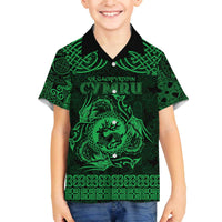 Personalized Carmarthenshire Sir Gaerfyrddin Family Matching Off The Shoulder Long Sleeve Dress and Hawaiian Shirt Green Deer Stag Celtic-inspired - Wonder Print Shop