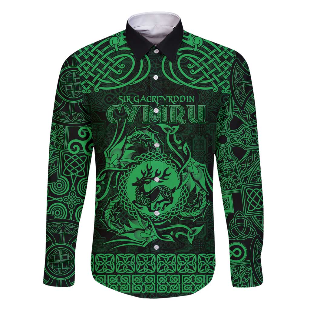 Personalized Carmarthenshire Sir Gaerfyrddin Family Matching Short Sleeve Bodycon Dress and Hawaiian Shirt Green Deer Stag Celtic-inspired - Wonder Print Shop