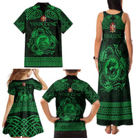 Personalized Carmarthenshire Sir Gaerfyrddin Family Matching Tank Maxi Dress and Hawaiian Shirt Green Deer Stag Celtic-inspired - Wonder Print Shop
