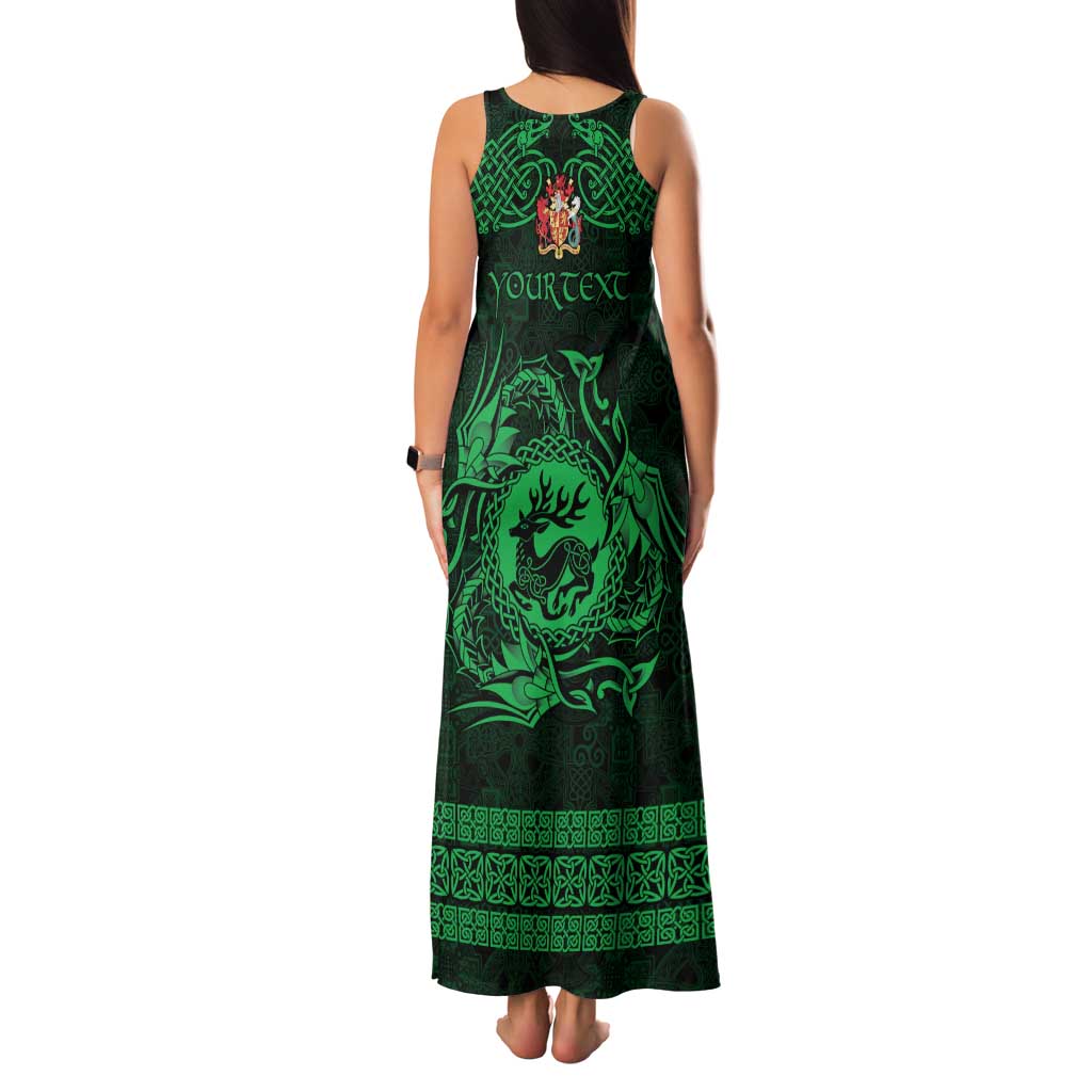 Personalized Carmarthenshire Sir Gaerfyrddin Family Matching Tank Maxi Dress and Hawaiian Shirt Green Deer Stag Celtic-inspired - Wonder Print Shop