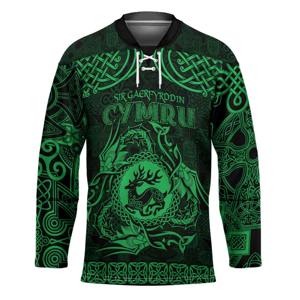 Personalized Carmarthenshire Sir Gaerfyrddin Hockey Jersey Green Deer Stag Celtic-inspired - Wonder Print Shop
