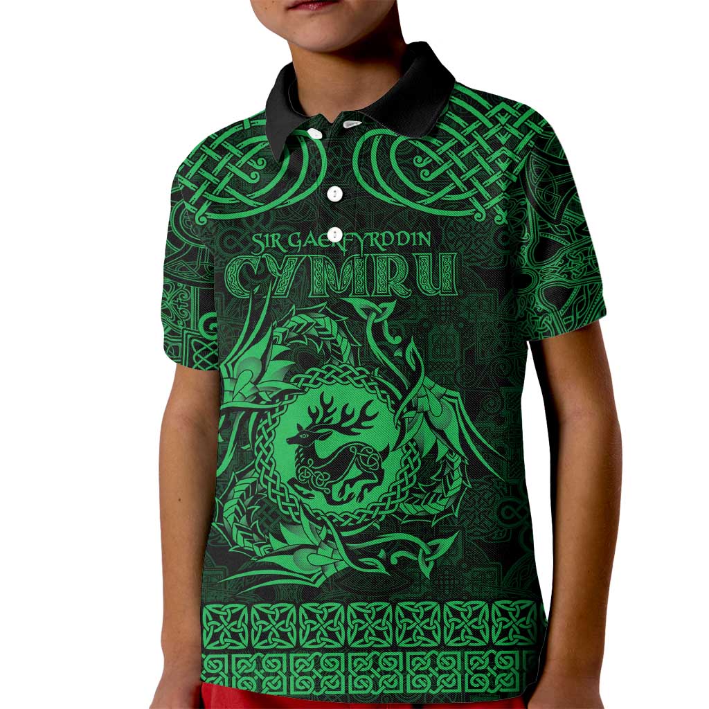 Personalized Carmarthenshire Sir Gaerfyrddin Kid Polo Shirt Green Deer Stag Celtic-inspired - Wonder Print Shop